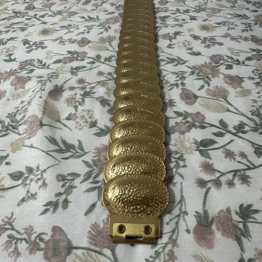 Vintage Gold Tone Medallion Stretch Belt